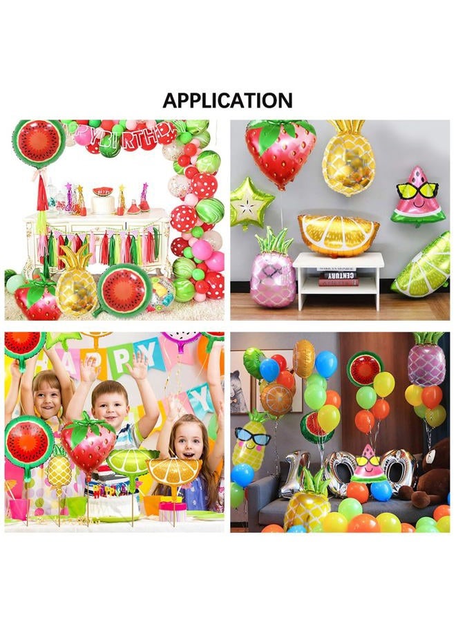 LZYMSZ 10PCS Fruit Mylar Balloons, Helium Foil Hawaii Party Balloons, 10 Styles Colorful Balloons Pineapple Watermelon Strawberry Lemon Orange for Beach Party Wedding Birthday Baby Shower Decoration - Image 5