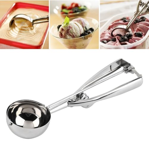 Rokzo Stainless Steel Ice Cream Scoop with Trigger Release, Large Size, Multipurpose Kitchen Tool, Silver (1) - Image 2