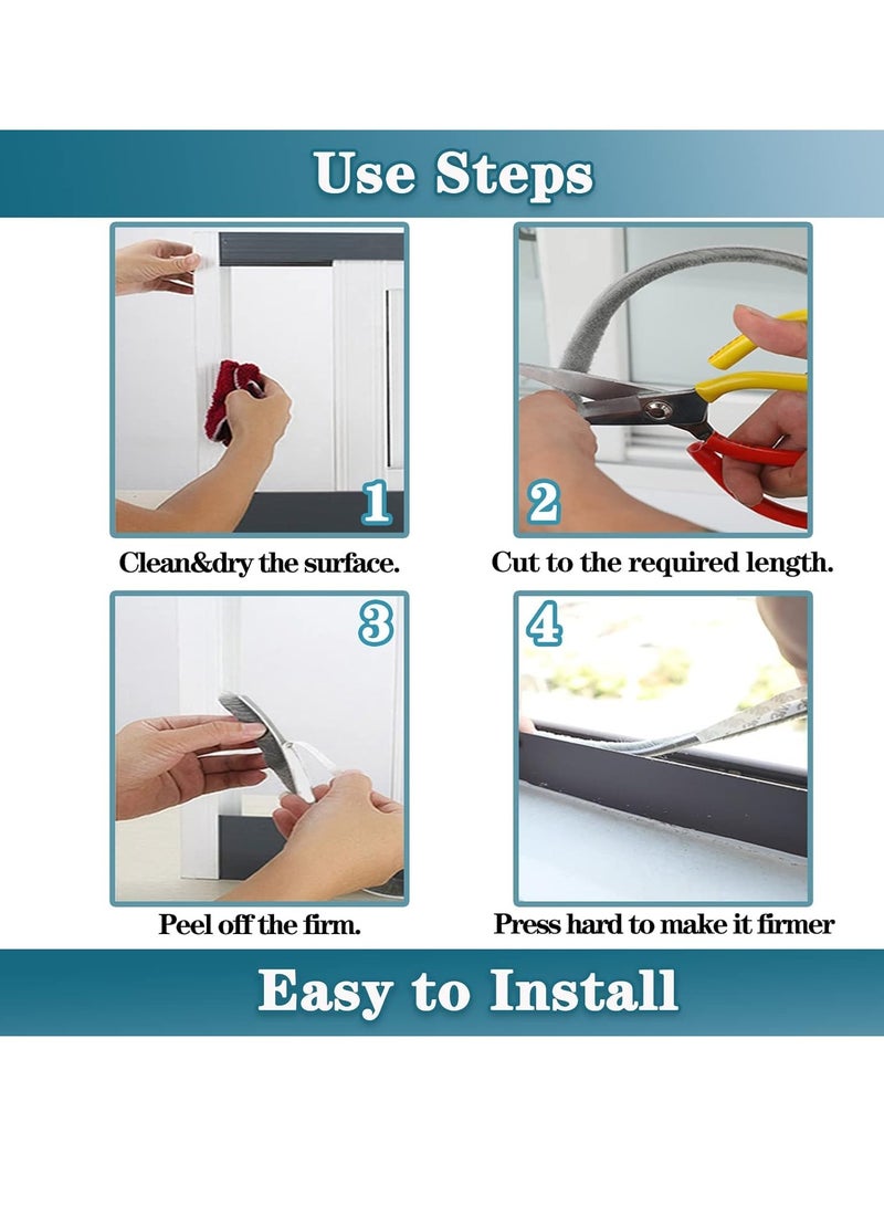 10 Meter Weather Stripping Door Seal Self Adhesive Brush Weather Seal Strip for Windows and Doors Felt Door Seal Window Insulation Sealing Strip Brush Weatherstrip 9mm Wide  9mm Thick - Image 5