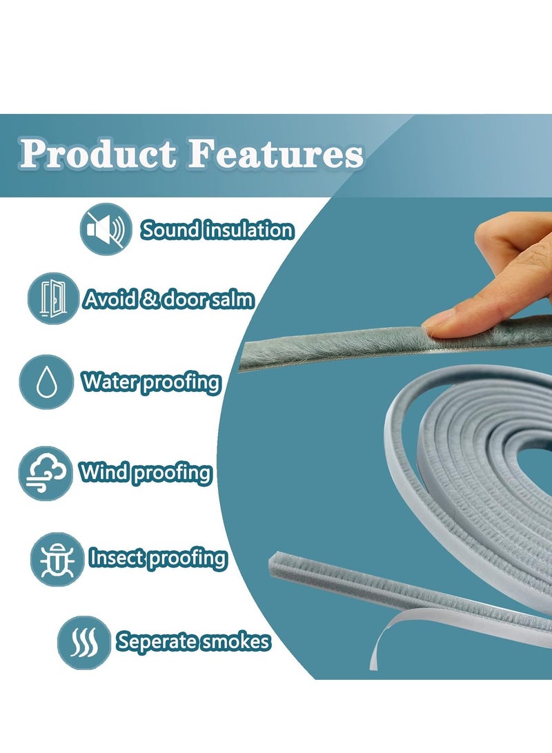 10 Meter Weather Stripping Door Seal Self Adhesive Brush Weather Seal Strip for Windows and Doors Felt Door Seal Window Insulation Sealing Strip Brush Weatherstrip 9mm Wide  9mm Thick - Image 4