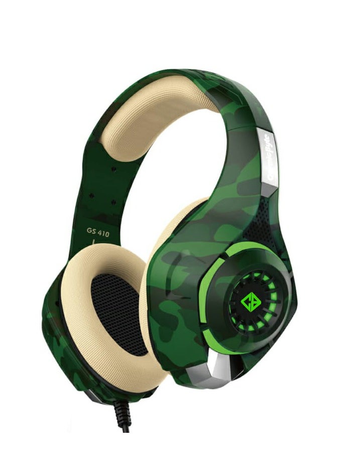 Cosmic Byte - GS410 Wired Gaming Headset Over Ear Headphones with Noise Cancelling Mic Compatible with PS5, PS4, Xbox One, PC, Mac, Computer, Laptop (Army Green) - Image 1