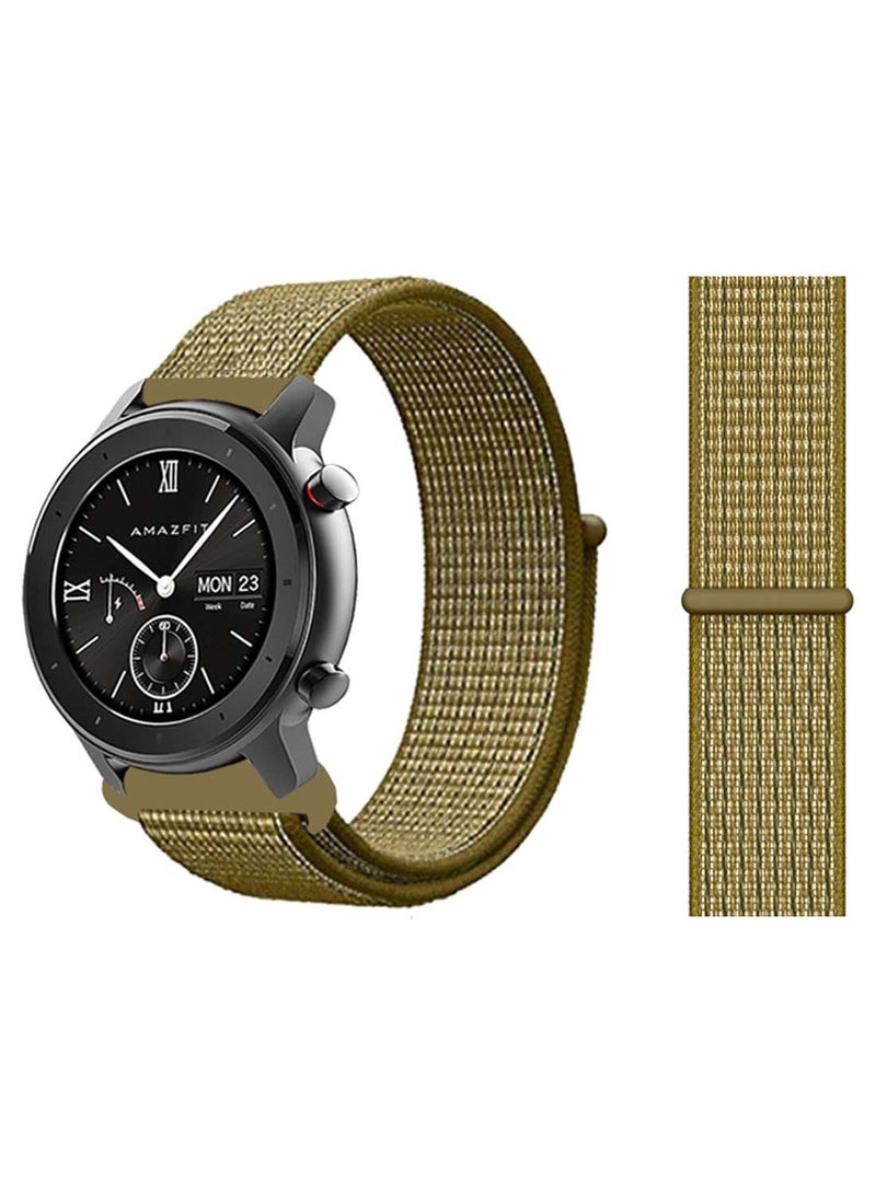 Perfii Nylon Loop Replacement Band 20mm For Amazfit GTR 42mm Olive Flak