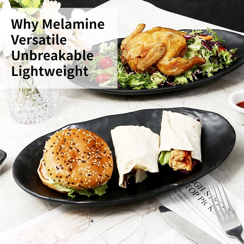 TP Dinnerware Set Melamine Plates Set Durable and lightweight Dinner Service Dishes Set of 3 Chip Resistant for Indoor  Outdoor Use Dishwasher Safe Black 10 12 14 - Image 4