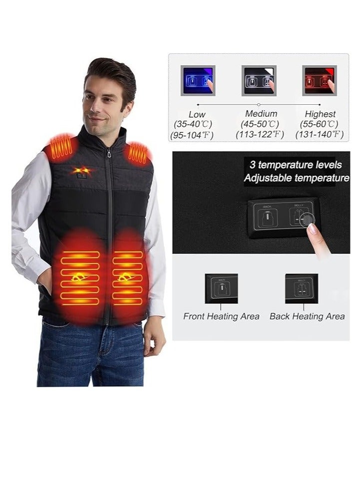 عام للجنسين سترة كهربائية حرارية ، سترة سترة قابلة للشحن سترة حرارية (بطاريات غير مدرجة) ، رمادي / أسود - Image 2