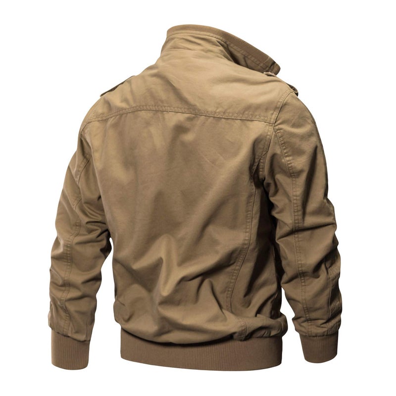 CRYSULLY Men's Spring Fall Windproof Coat Cargo Cotton Utility Full Zip Military Jackets - Image 4
