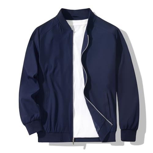 XiaoYouYu Men's Bomber Jacket Fashion Stylish Lightweight Windbreaker Spring Fall Casual Jackets for Men Navy Medium - Image 1