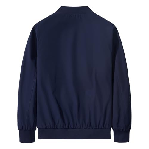 XiaoYouYu Men's Bomber Jacket Fashion Stylish Lightweight Windbreaker Spring Fall Casual Jackets for Men Navy Medium - Image 3