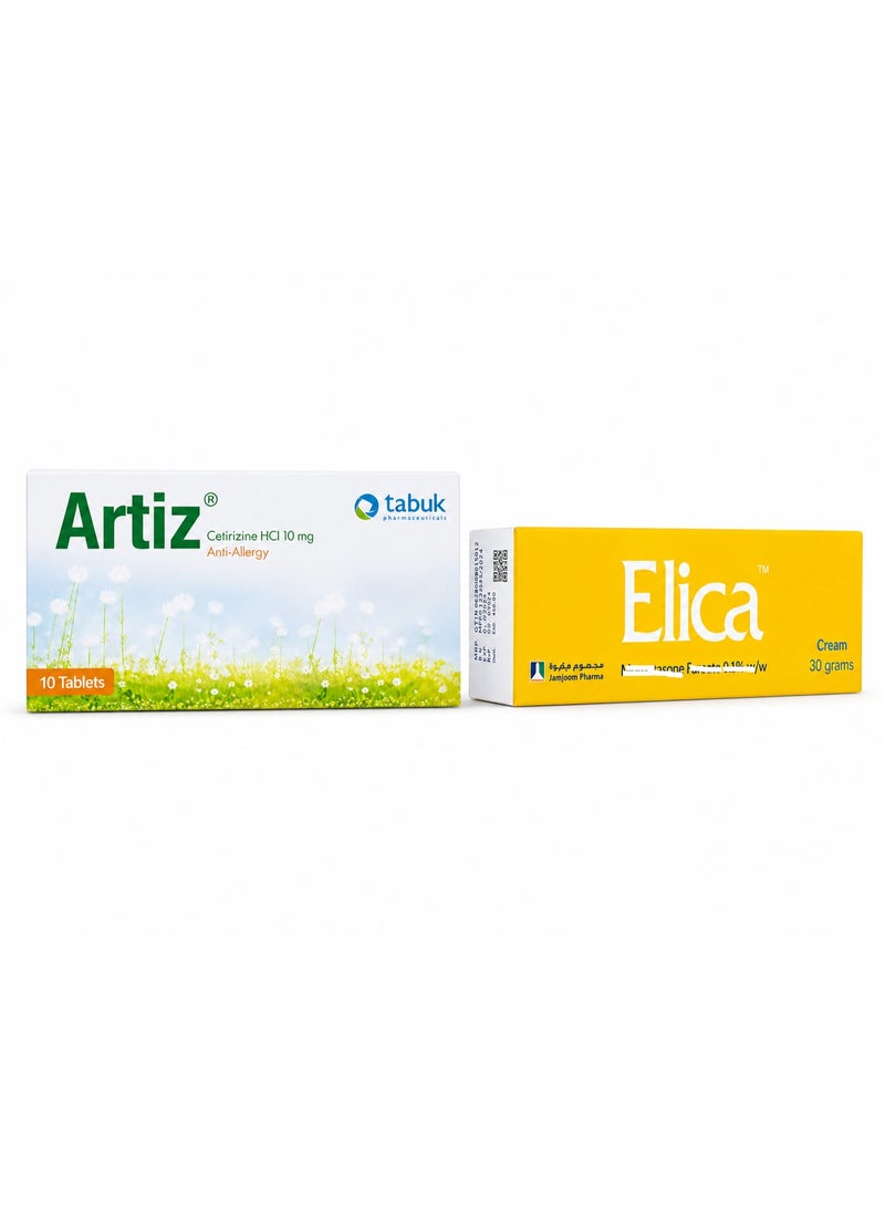 Elica Cream 30g + Artiz 10mg Anti-Allergy Tablets – Skin Allergy & Itching Care Combo - Image 1