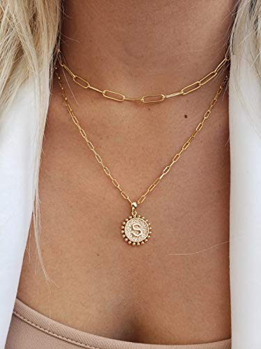 Yoosteel Gold Initial Necklaces Stocking Stuffers for Women, Paperclip Link Chain Layered Necklace M Initial Necklaces for Women Gold Jewelry Personalized Christmas Gifts - Image 4