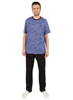 Jet Men Summer Pajama Set Printed Top & Plain Bottom -Muave  - Image 1