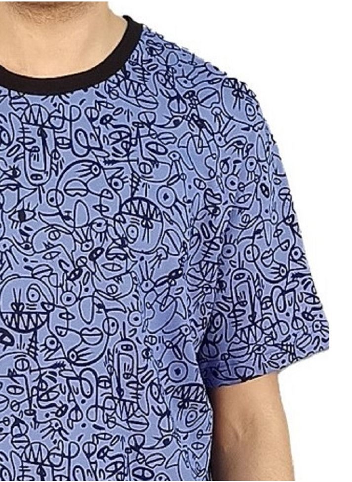 Jet - Men Summer Pajama Set Printed Top & Plain Bottom -Muave - Image 1