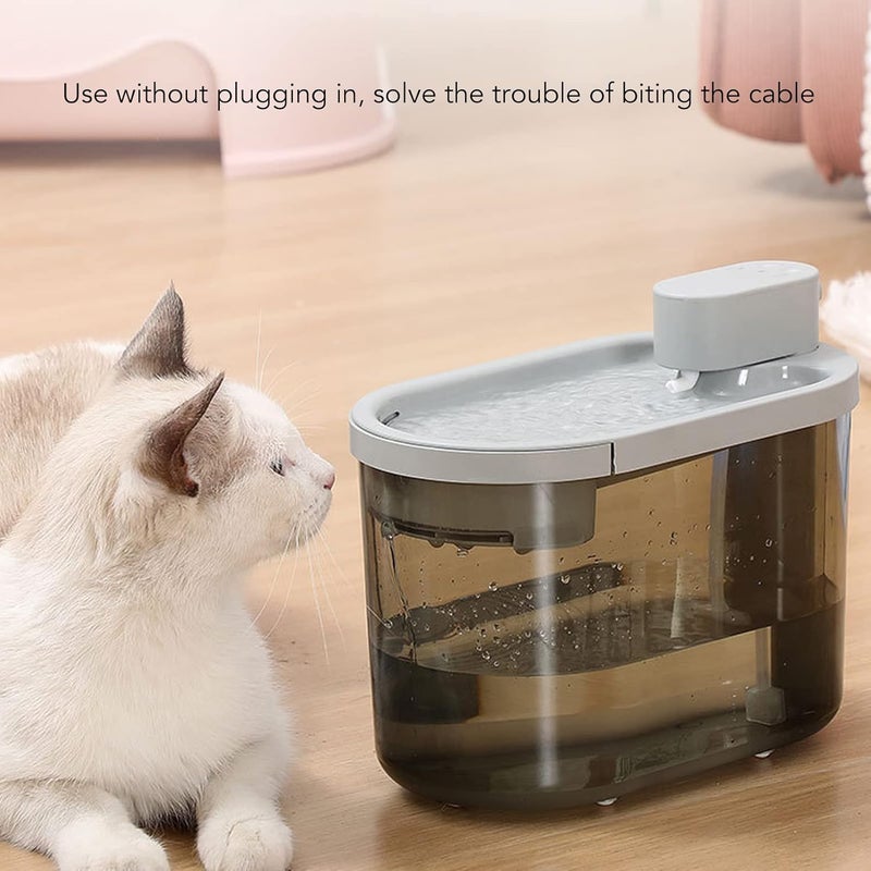 Naroote 2200ml Cat Water Fountain Quiet Smart Wireless Cycling Filtration Induction Food Grade Material Pet Fountain Dispenser with Indicator Light for Dogs Cats Small Animals (Grey) - Image 2