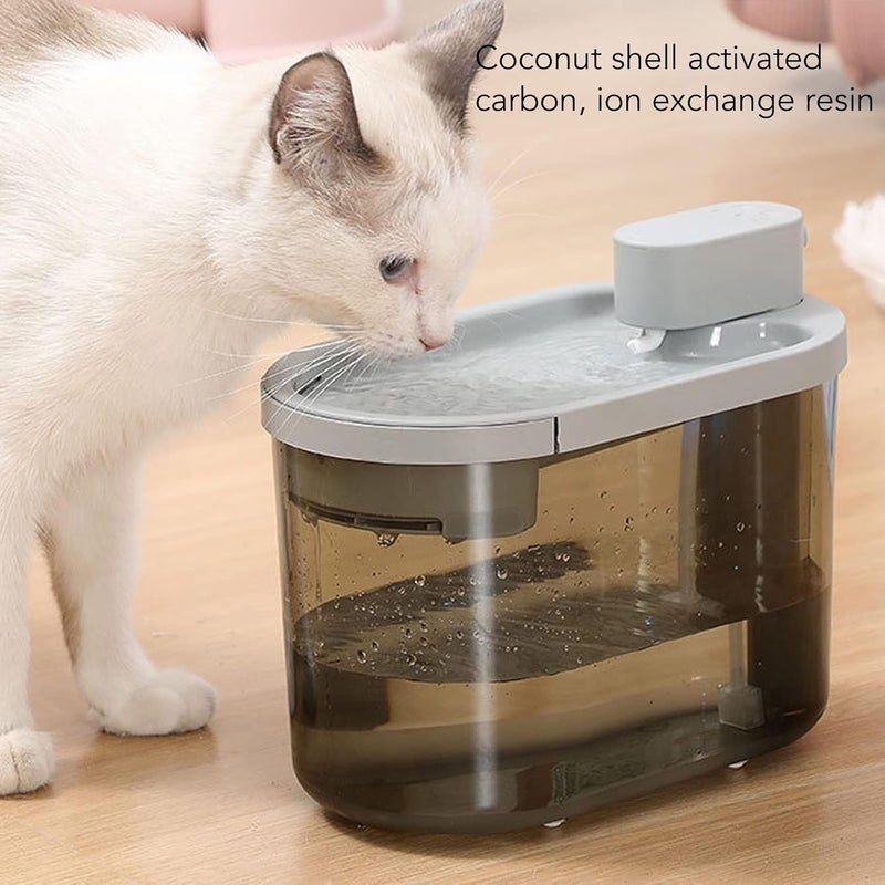 Naroote 2200ml Cat Water Fountain Quiet Smart Wireless Cycling Filtration Induction Food Grade Material Pet Fountain Dispenser with Indicator Light for Dogs Cats Small Animals (Grey) - Image 5