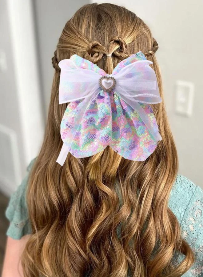 Take Two Girls Multi-Color Sequin Bow Hair Clip