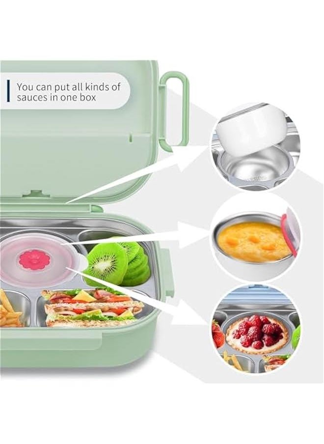 MIXDE - Bento Box For Kids & Adults, Stainless Steel Lunch Box With 5-Compartment, Insulated Lunch Bag, Soup Bowl, Spoon & Chopsticks. Microwave Save, Leak-Proof, BPA-Free, Dishwasher Save (Blue) - Image 1