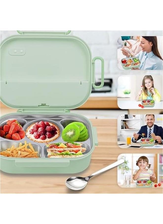 MIXDE - Bento Box For Kids & Adults, Stainless Steel Lunch Box With 5-Compartment, Insulated Lunch Bag, Soup Bowl, Spoon & Chopsticks. Microwave Save, Leak-Proof, BPA-Free, Dishwasher Save (Blue) - Image 1