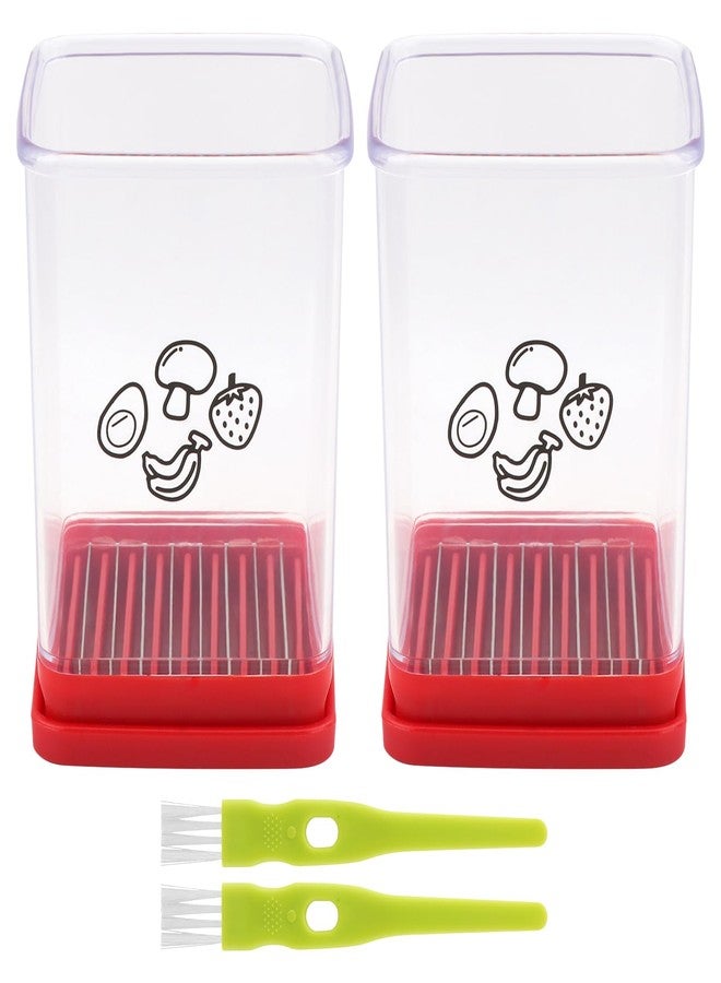 Restynic 2Pcs Stainless Steel Cup Fruit Slicer - Egg, Strawberry & Banana Cutter with Detachable Push Plate Brushes | Vegetable Salad Prep Tool for Kitchen, Fast Effortless Slicing - Image 2