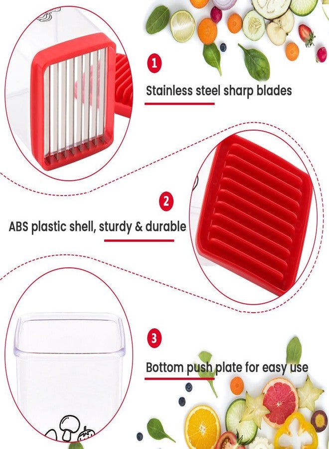 Restynic 2Pcs Stainless Steel Cup Fruit Slicer - Egg, Strawberry & Banana Cutter with Detachable Push Plate Brushes | Vegetable Salad Prep Tool for Kitchen, Fast Effortless Slicing - Image 5