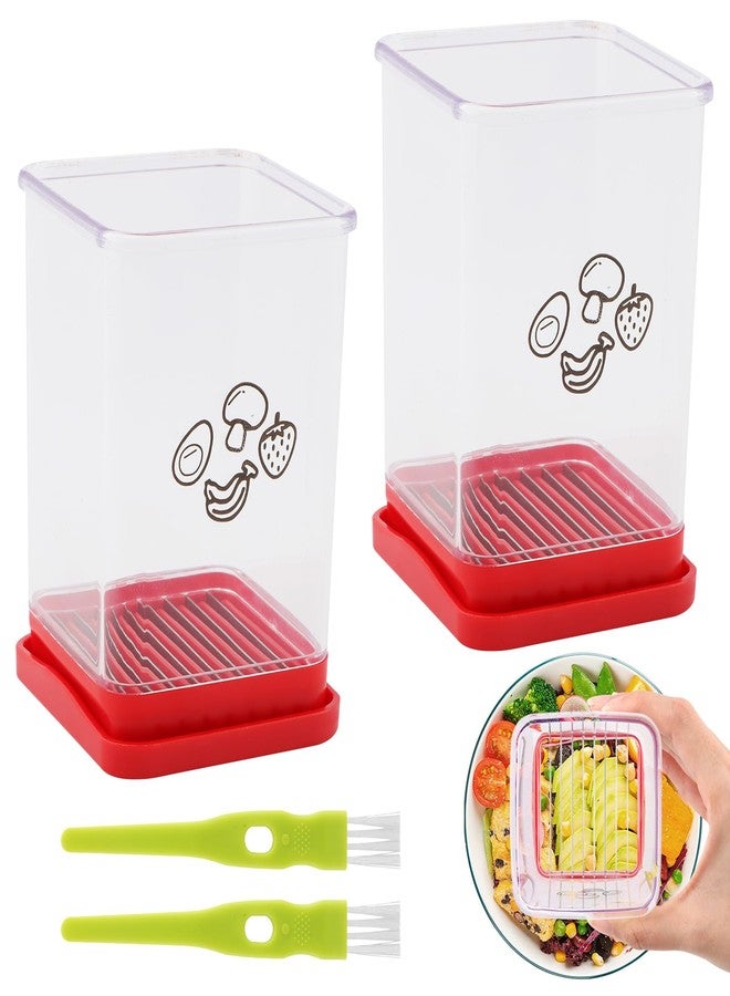 Restynic 2Pcs Stainless Steel Cup Fruit Slicer - Egg, Strawberry & Banana Cutter with Detachable Push Plate Brushes | Vegetable Salad Prep Tool for Kitchen, Fast Effortless Slicing - Image 1