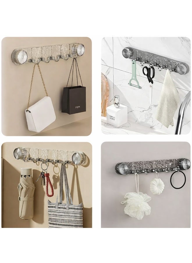 علاقة شماعه ملابس حائط متعددة الخطافات بدون مسامير – حامل مناشف وملابس بتقنية الشفط القوي أو اللاصق، منظم تعليق للحمام والمطبخ، شماعة حائط مقاومة للماء والرطوبة، تعليق بدون حفر للأسطح الزجاجية والسيراميك، منظم عملي لتوفير المساحة وتعليق الشنط والمفاتيح والمناشف بسهولة - Image 3