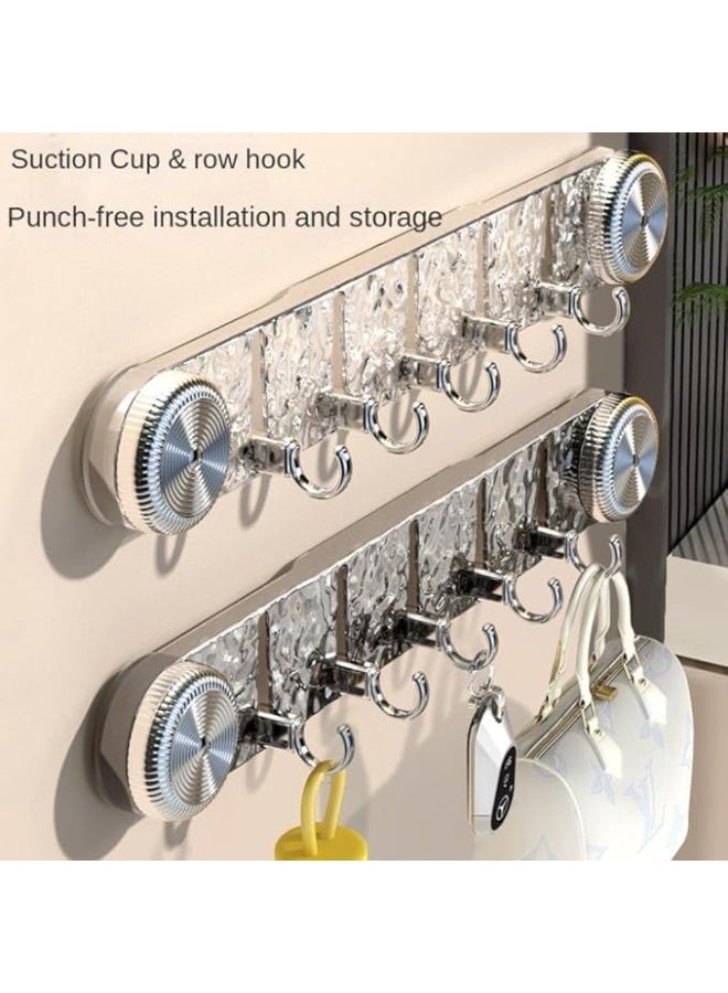 علاقة شماعه ملابس حائط متعددة الخطافات بدون مسامير – حامل مناشف وملابس بتقنية الشفط القوي أو اللاصق، منظم تعليق للحمام والمطبخ، شماعة حائط مقاومة للماء والرطوبة، تعليق بدون حفر للأسطح الزجاجية والسيراميك، منظم عملي لتوفير المساحة وتعليق الشنط والمفاتيح والمناشف بسهولة - Image 4