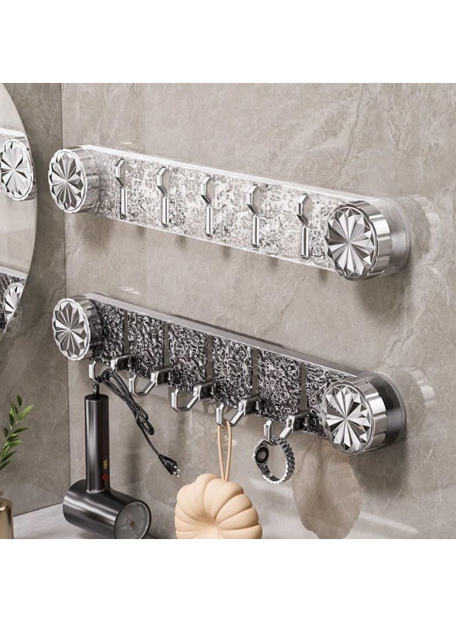 علاقة شماعه ملابس حائط متعددة الخطافات بدون مسامير – حامل مناشف وملابس بتقنية الشفط القوي أو اللاصق، منظم تعليق للحمام والمطبخ، شماعة حائط مقاومة للماء والرطوبة، تعليق بدون حفر للأسطح الزجاجية والسيراميك، منظم عملي لتوفير المساحة وتعليق الشنط والمفاتيح والمناشف بسهولة - Image 1