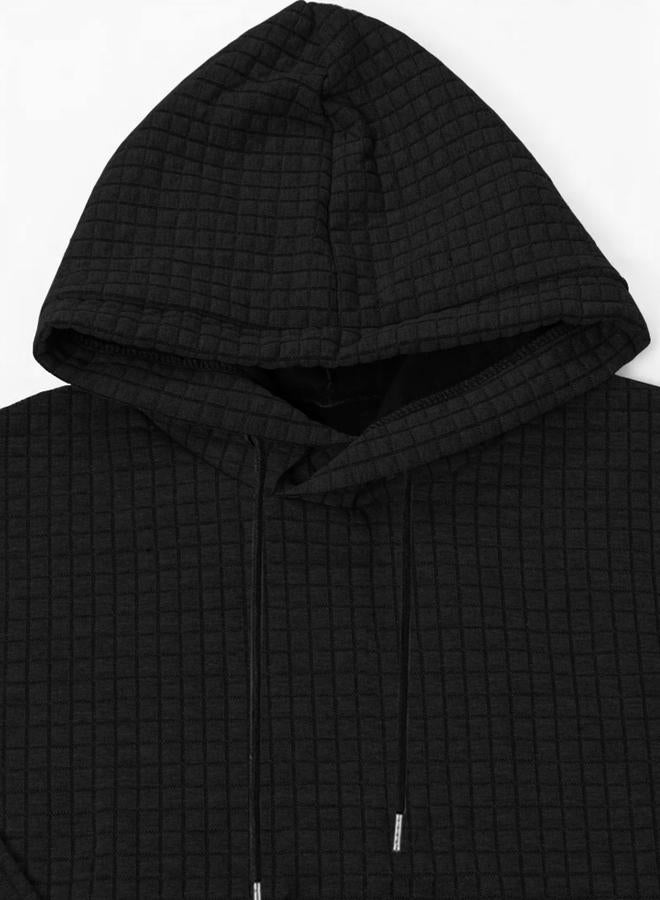 Take Two Men Black Textured Pullover Hoodie - Image 3