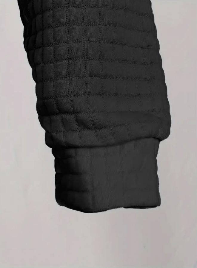 Take Two Men Black Textured Pullover Hoodie - Image 4