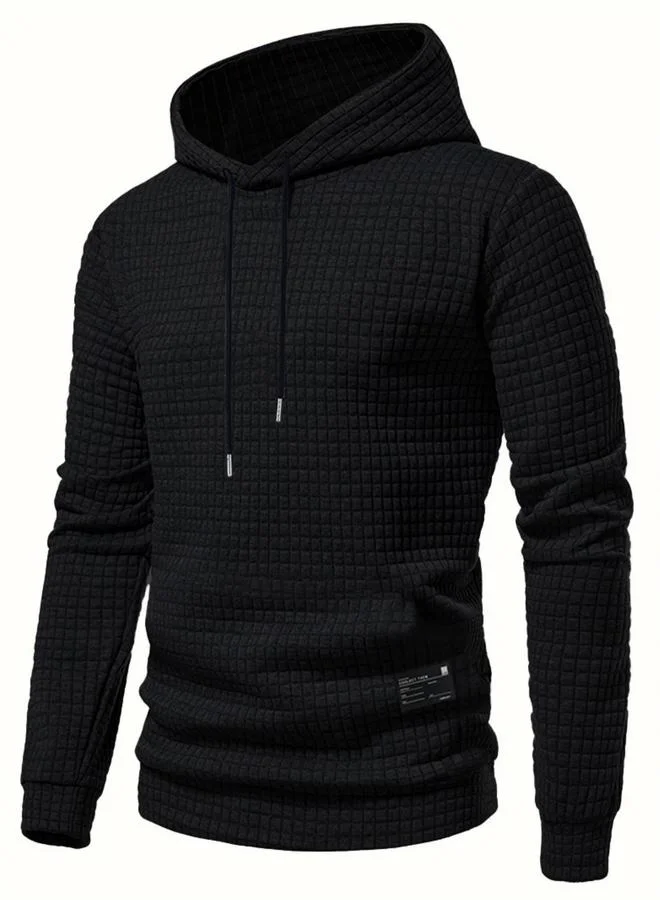 Take Two Take Two Men Black Textured Pullover Hoodie