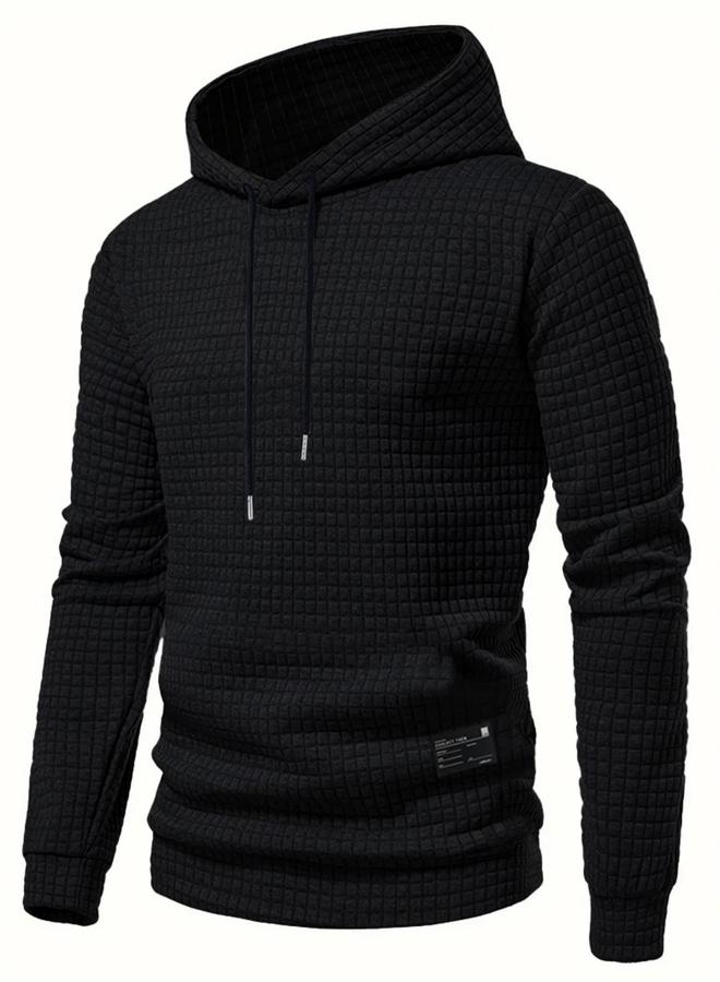 Take Two Men Black Textured Pullover Hoodie - Image 2