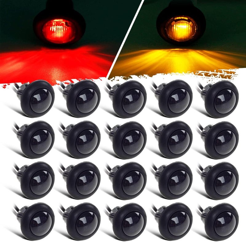 Partsam 20x Amber/Red LED Round Marker Lights - Image 1