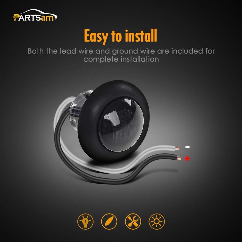 Partsam 20x Amber/Red LED Round Marker Lights - Image 5