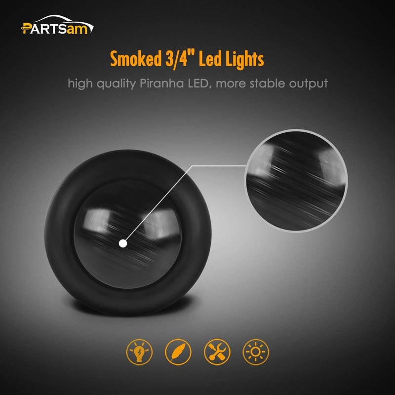 Partsam 20x Amber/Red LED Round Marker Lights - Image 2