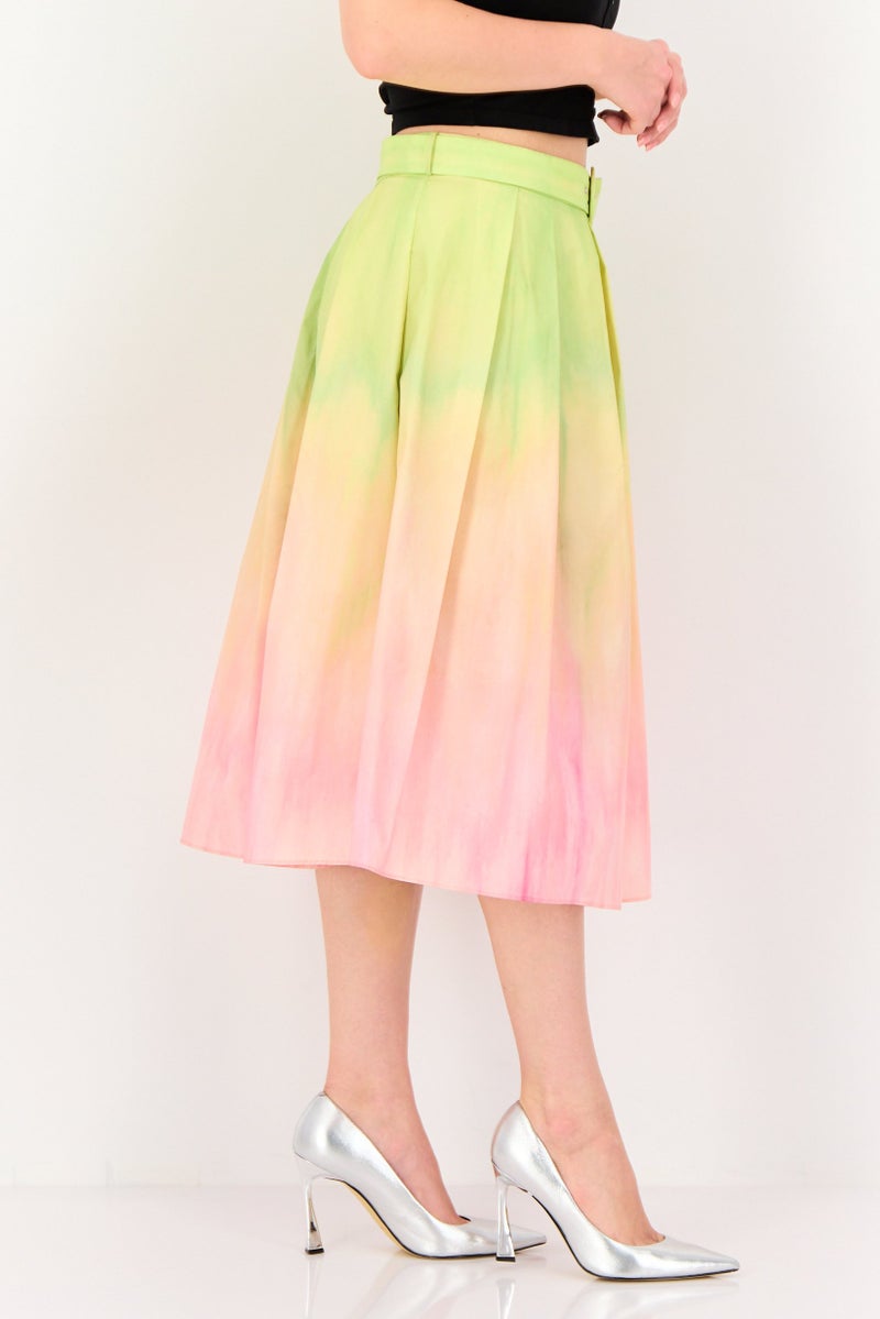 Femi9 تنورة ميدي ملونة مزينة بحزام للنساء - Image 3