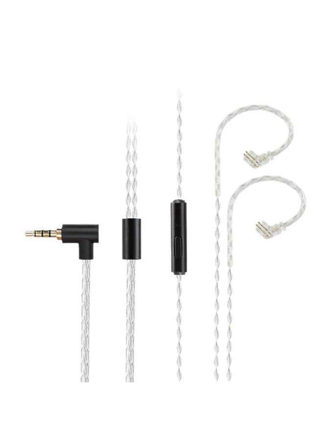 Silver Plated Upgrade Cable For Earphones 8 Strands With Mic ZSNCCAMMCX078 Shure QDC Circle Iron Dynamic Iron Earphone-Color:Suitable For KZ TRN QKZ 0.78mm Interface With Wheat-Length:1.2 M  - Image 5