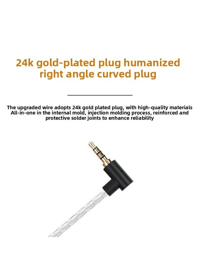 Silver Plated Upgrade Cable For Earphones 8 Strands With Mic ZSNCCAMMCX078 Shure QDC Circle Iron Dynamic Iron Earphone-Color:Suitable For KZ TRN QKZ 0.78mm Interface With Wheat-Length:1.2 M  - Image 3