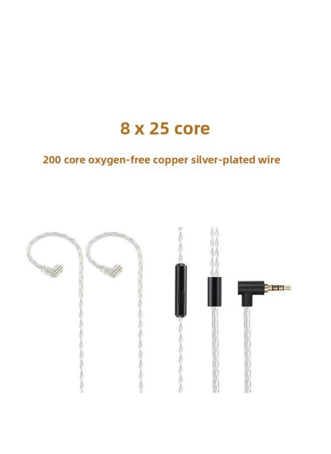 Silver Plated Upgrade Cable For Earphones 8 Strands With Mic ZSNCCAMMCX078 Shure QDC Circle Iron Dynamic Iron Earphone-Color:Suitable For KZ TRN QKZ 0.78mm Interface With Wheat-Length:1.2 M  - Image 2