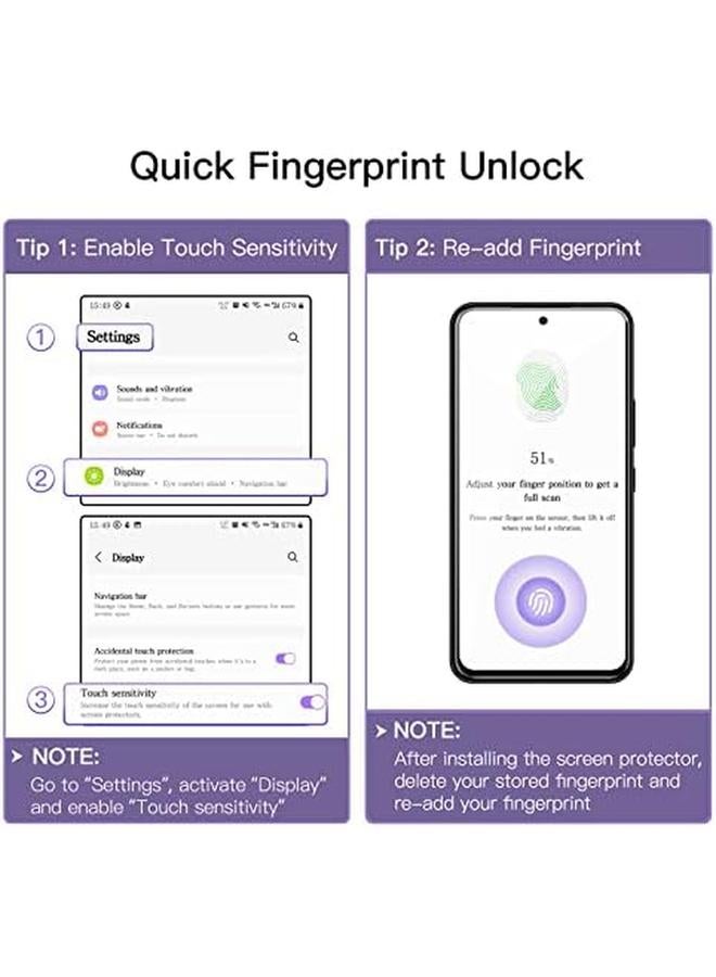 Jetech Screen Protector For Samsung Galaxy A54 5G 6.4 Inch With Camera Lens Protector, Tempered Glass Film, Hd Clear, 2 Pack Each - Image 2