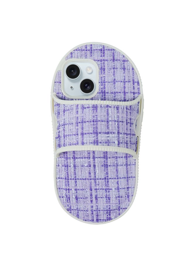 HuHa Case Cover For iPhone 15 Creative Flannel Slipper Design TPU Phone Case Purple
