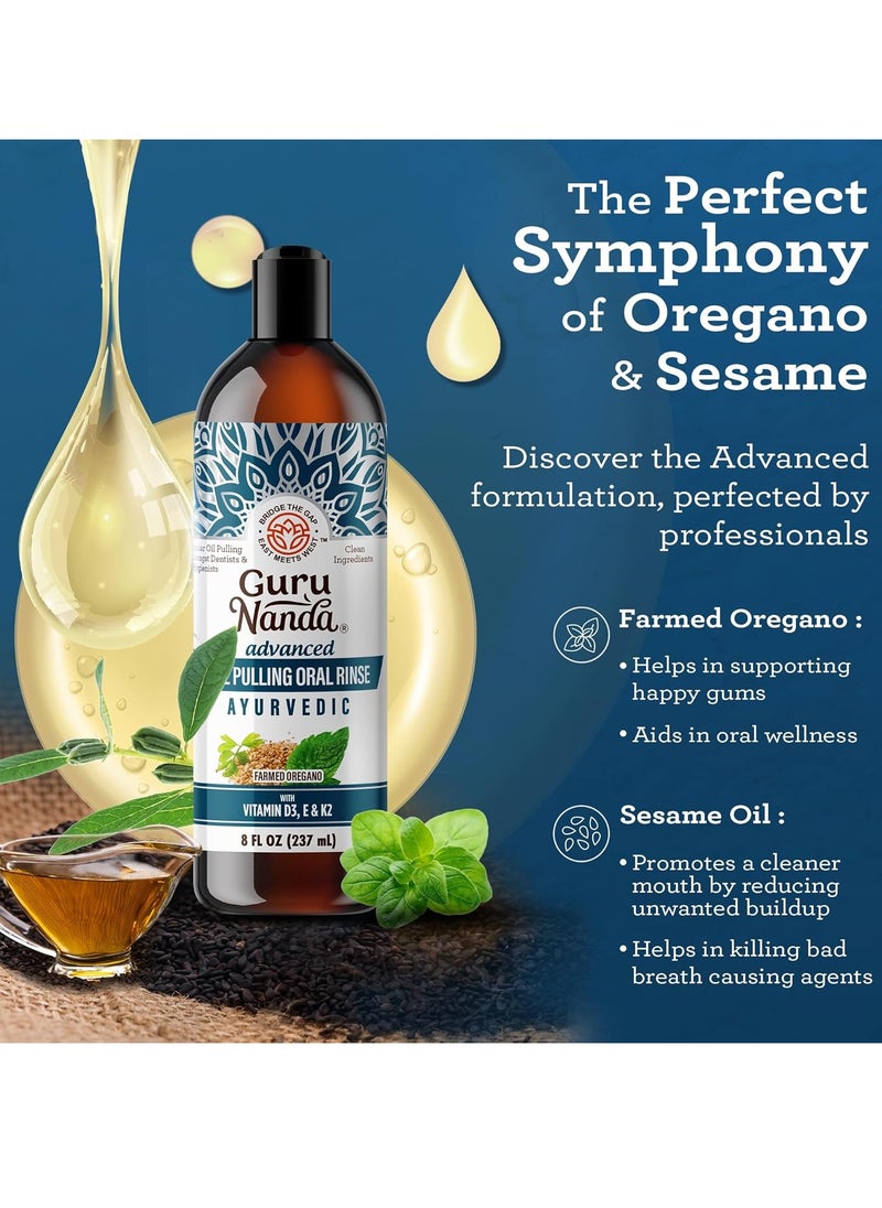 GuruNanda GuruNanda Advanced Oil Pulling with Tongue Scraper - Natural Alcohol-Free Mouthwash with Coconut Oil, Vitamins D & E for Healthy Teeth & Gums(8 Fl Oz)  - Image 5
