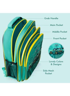 Nova kids Nova Kids Trolley School Bag Set Of 5 - 16 Inch - Car Racing - Green  - Image 4