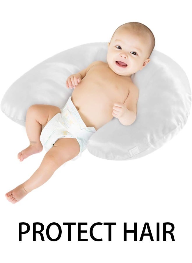 Pro Goleem Satin Nursing Pillow Cover 2 Pack Soft Silk Feeling Feeding Pillow Slipcover for Breastfeeding Moms Fits Standard Infant Nursing Pillow or Positioner Gray and White - Image 4