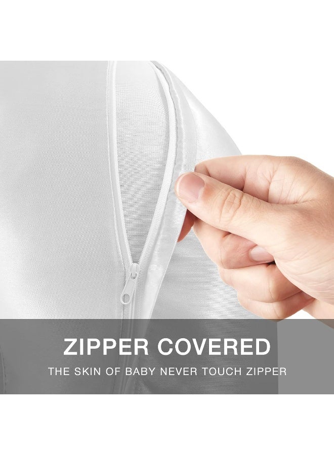 Pro Goleem Satin Nursing Pillow Cover 2 Pack Soft Silk Feeling Feeding Pillow Slipcover for Breastfeeding Moms Fits Standard Infant Nursing Pillow or Positioner Gray and White - Image 5