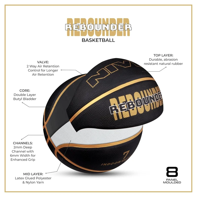 نيفيا NIVIA Rebounder Basketball - Size 7, Soft Rubber, FIBA Approved for Indoor & Outdoor Play