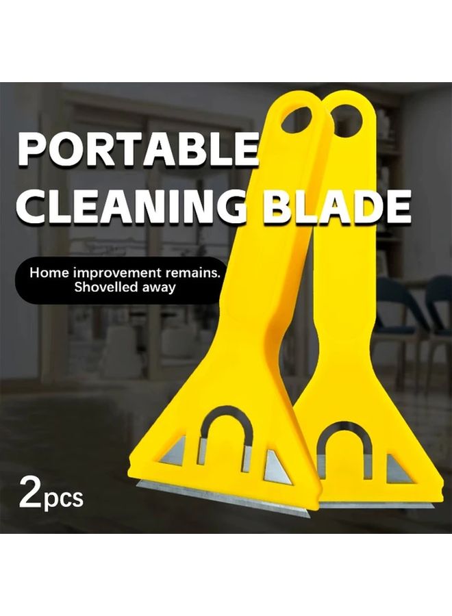 2 Pcs Yellow Gray Multi Purpose Metal Plastic Scraper Set Kitchen Tool Shovel - Image 1
