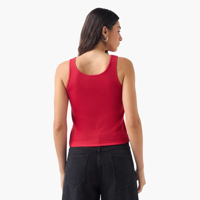 2Xtremz 2Xtremz Ribbed Bow Embellished Sleeveless Top