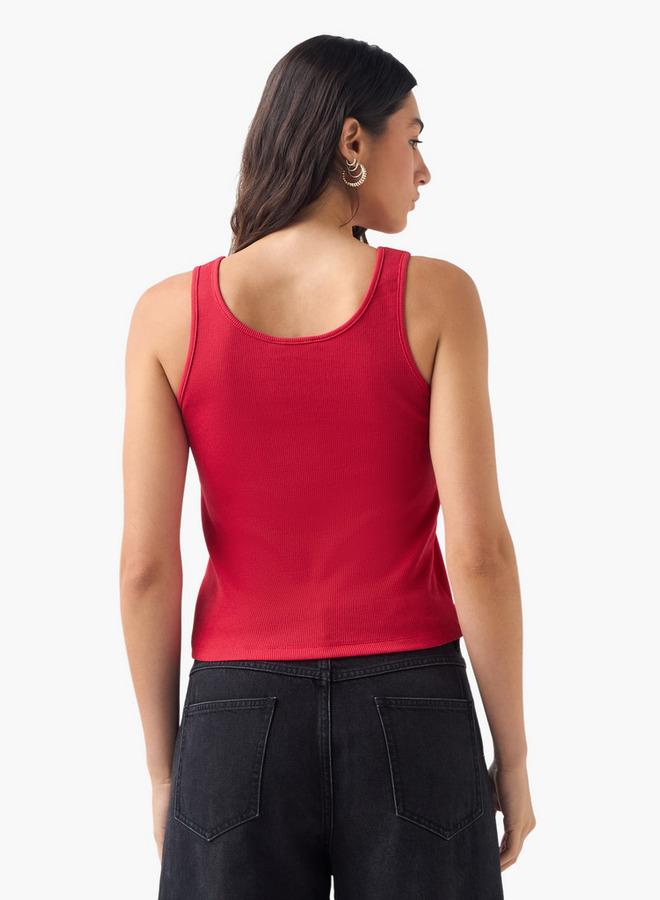 تواكستريمز بلوزة بدون أكمام مزينة بفيونكة مضلعة - Image 3