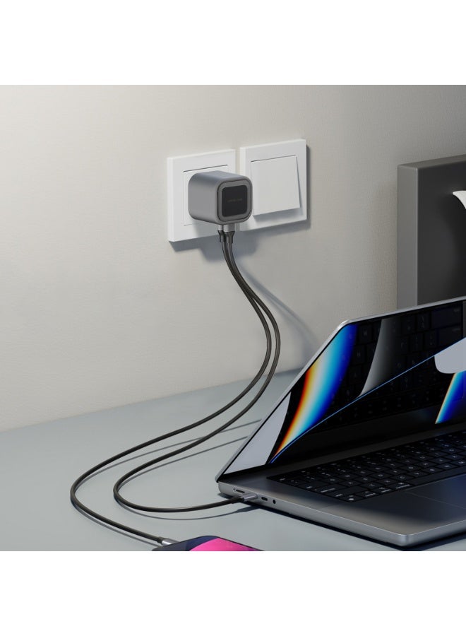 GREEN LION Premium Series GaN Wall Charger - Dual Port, PD 45W,with C to C Cable / Foldable Plug / GaNStorm Technology - Grey - Image 2