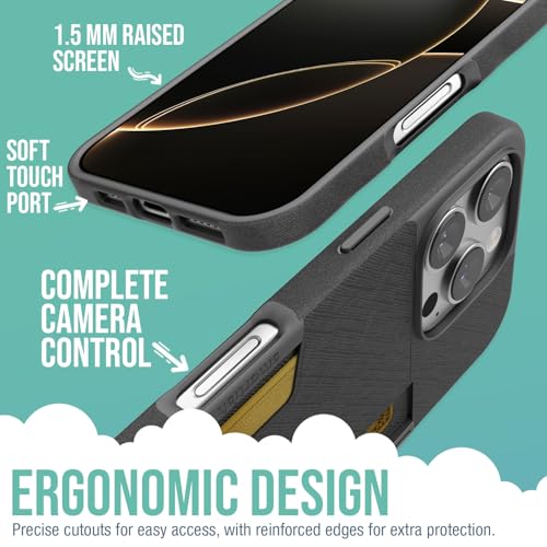 Smartish® iPhone 16 Pro Wallet Case - Wallet Slayer Vol. 2 [Slim + Protective] Credit Card Holder w/Kickstand - Drop Tested Hidden Card Slot Cover Compatible w/Apple iPhone 16 Pro - Black Tie Affair - Image 3