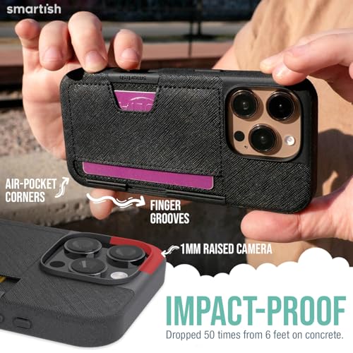 Smartish® iPhone 16 Pro Wallet Case - Wallet Slayer Vol. 2 [Slim + Protective] Credit Card Holder w/Kickstand - Drop Tested Hidden Card Slot Cover Compatible w/Apple iPhone 16 Pro - Black Tie Affair - Image 4